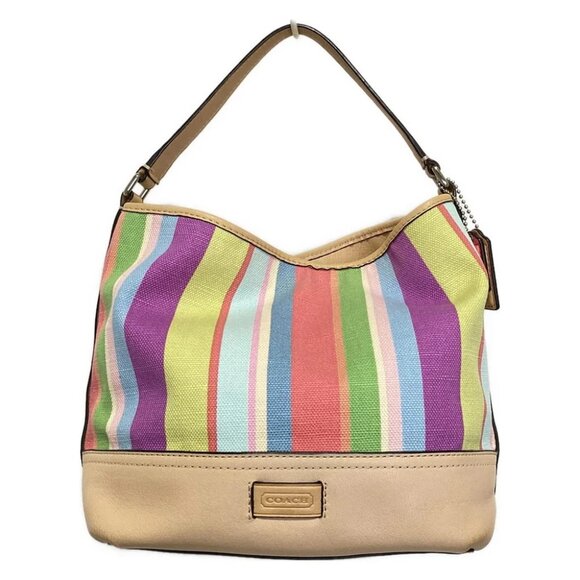 COACH - Beige Light Brown Multi Canvas Leather Handbag - Picture 1 of 10